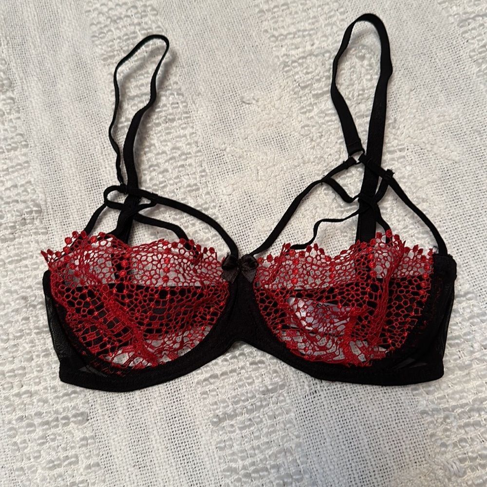 ASOS Bralette Red and Black Lace